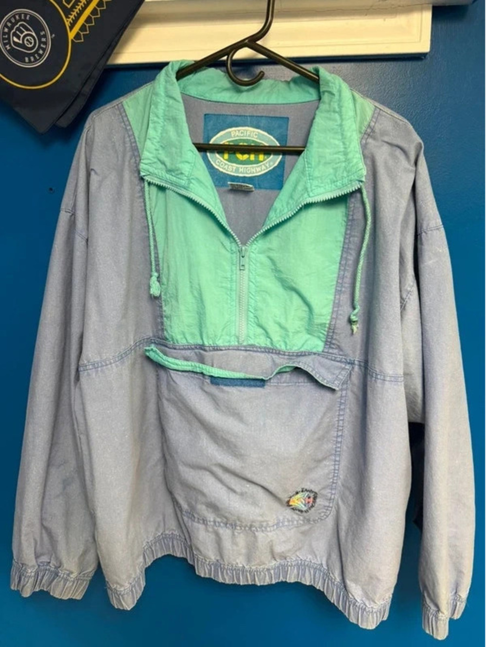 Vintage 80s 90s PCH Pacific Coast Highway Colorblock Anorak Pullover Jacket L